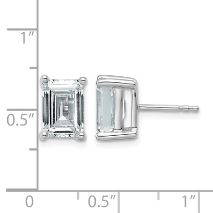 14K Weißgold Ohrstecker mit 4 ct. zertifizierten, im Labor gezüchteten Diamanten VS/SI+ G+ im Smaragdschliff, 4-Krappen-Fassung, hohes Gewicht