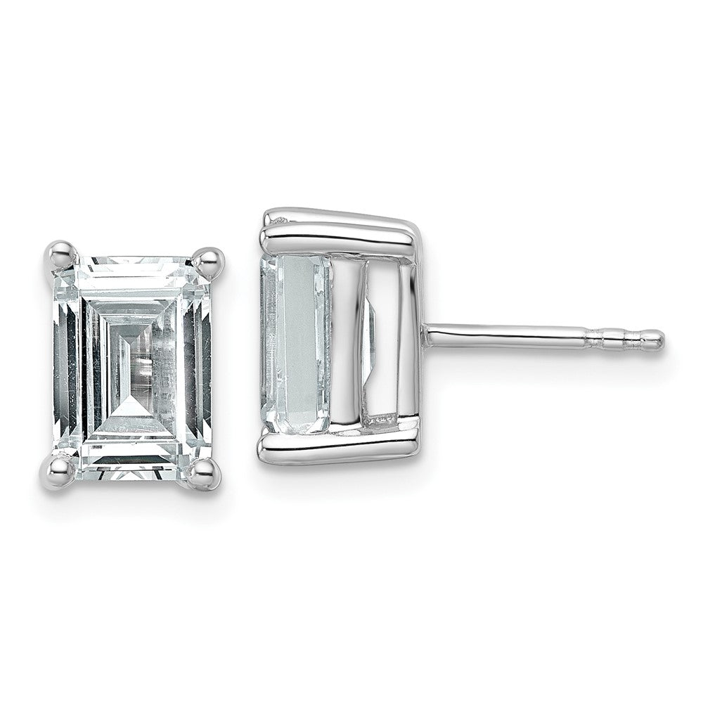 14K Weißgold Ohrstecker mit 4 ct. Labordiamanten im Smaragdschliff, VS/SI+ G+, 4-Krappen-Fassung, hohes Gewicht