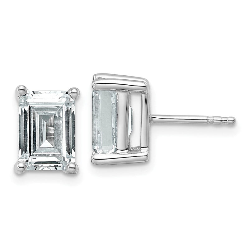 14K Weißgold Ohrstecker mit 4 ct. Labordiamanten im Smaragdschliff, VS/SI+ G+, 4-Krappen-Fassung, hohes Gewicht