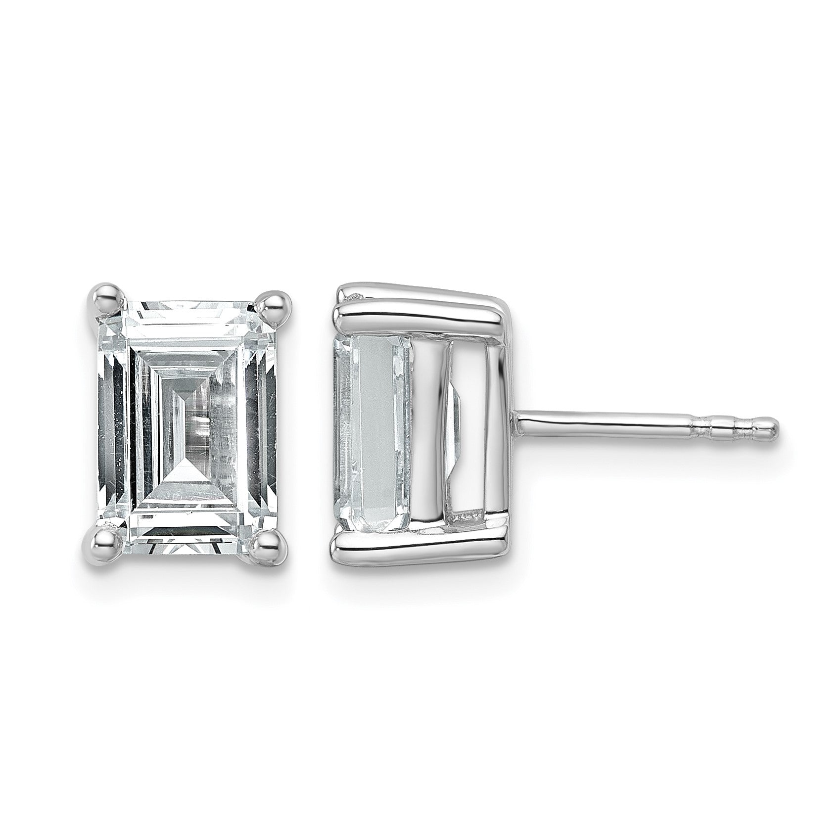 14K Weißgold Ohrstecker mit 4 ct. Labordiamanten im Smaragdschliff, VS/SI+ G+, 4-Krappen-Fassung, hohes Gewicht