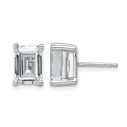 14K Weißgold Ohrstecker mit 4 ct. Labordiamanten im Smaragdschliff, VS/SI+ G+, 4-Krappen-Fassung, hohes Gewicht