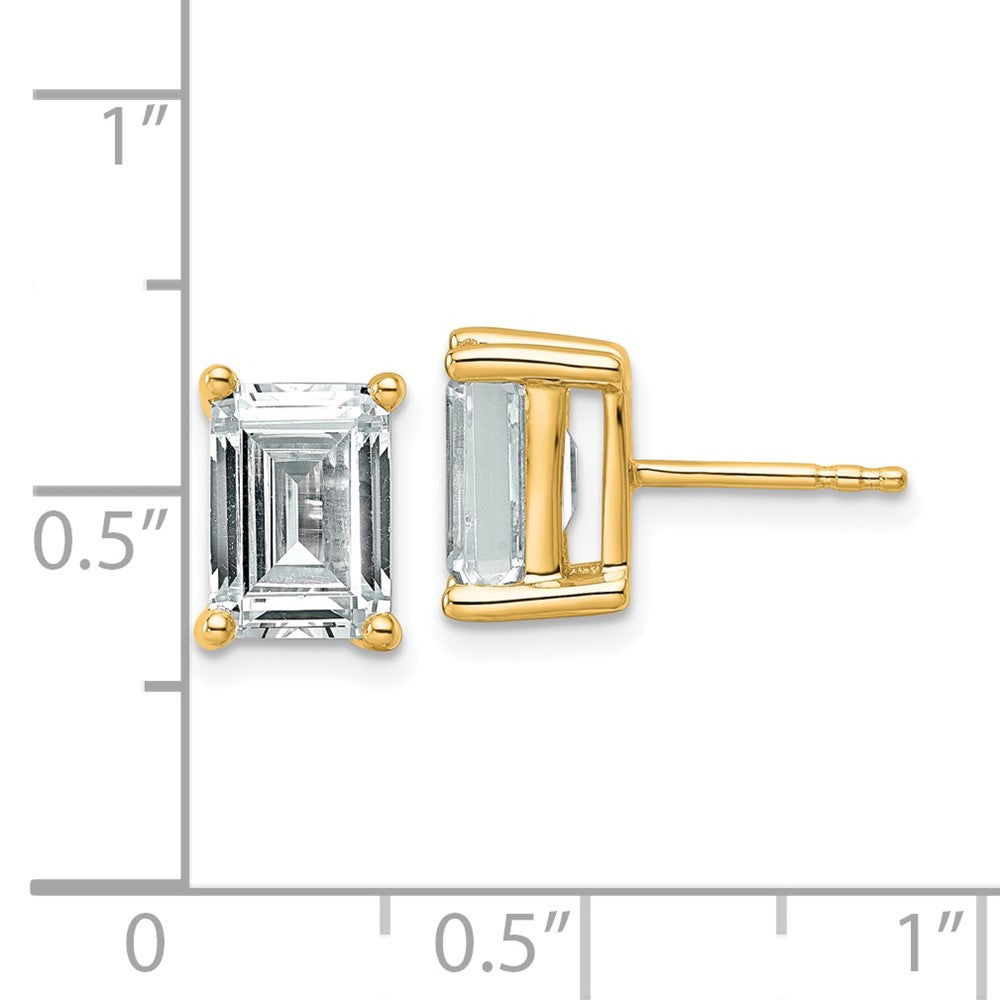14K Gelbgold Ohrstecker mit 4 ct. zertifizierten, im Labor gezüchteten Diamanten VS/SI+ G+, Smaragdschliff, 4-Krappen-Fassung, hohes Gewicht