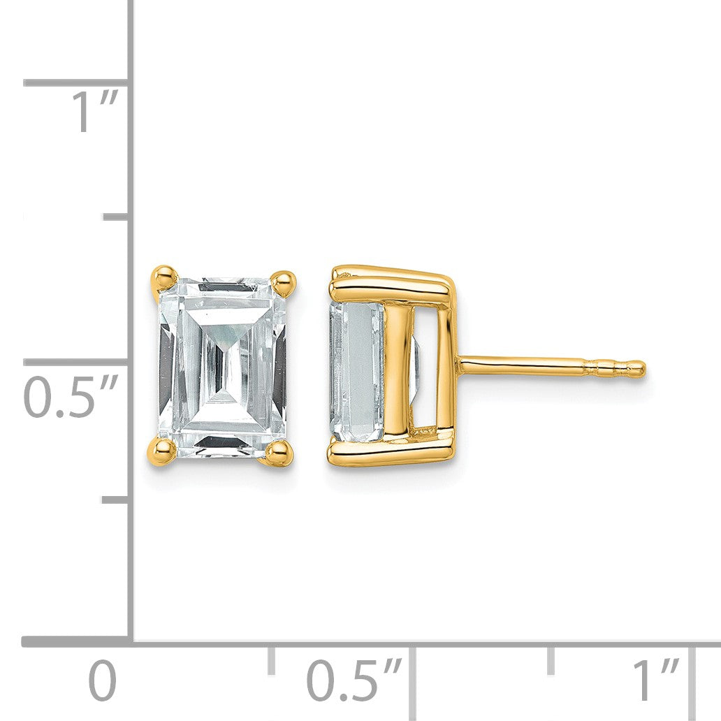 14K Gelbgold Ohrstecker mit 4 ct. Laborgezüchteten Diamanten VS/SI+ G+, Smaragdschliff, 4-Krappenfassung, Schweres Gewicht