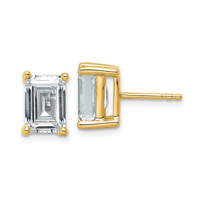 14K Gelbgold Ohrstecker mit 4 ct. Laborgezüchteten Diamanten VS/SI+ G+, Smaragdschliff, 4-Krappenfassung, Schweres Gewicht