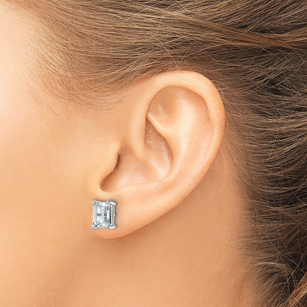 14K Weißgold Ohrstecker mit 5 ct. zertifizierten, im Labor gezüchteten Diamanten VS/SI+ G+ im Smaragdschliff, 4-Krappen-Fassung, hohes Gewicht