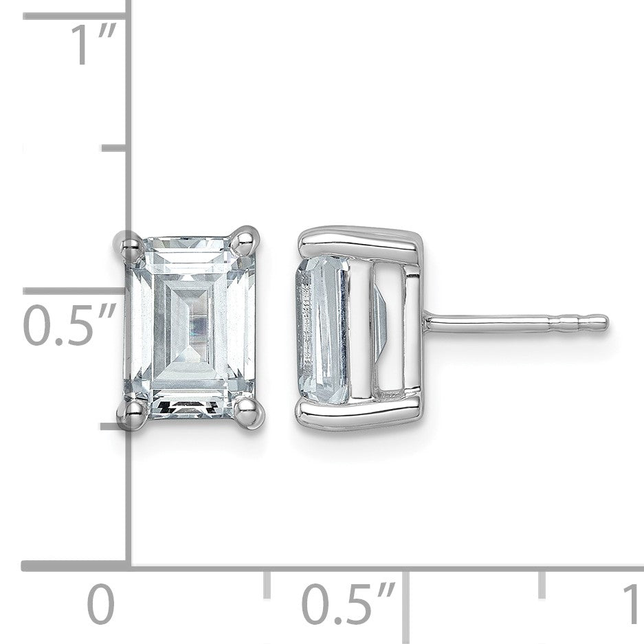 14K Weißgold Laborgezüchtete Diamant (5 ct. VS/SI+ G+) Smaragdschliff 4-Krappen Schwer Ohrstecker
