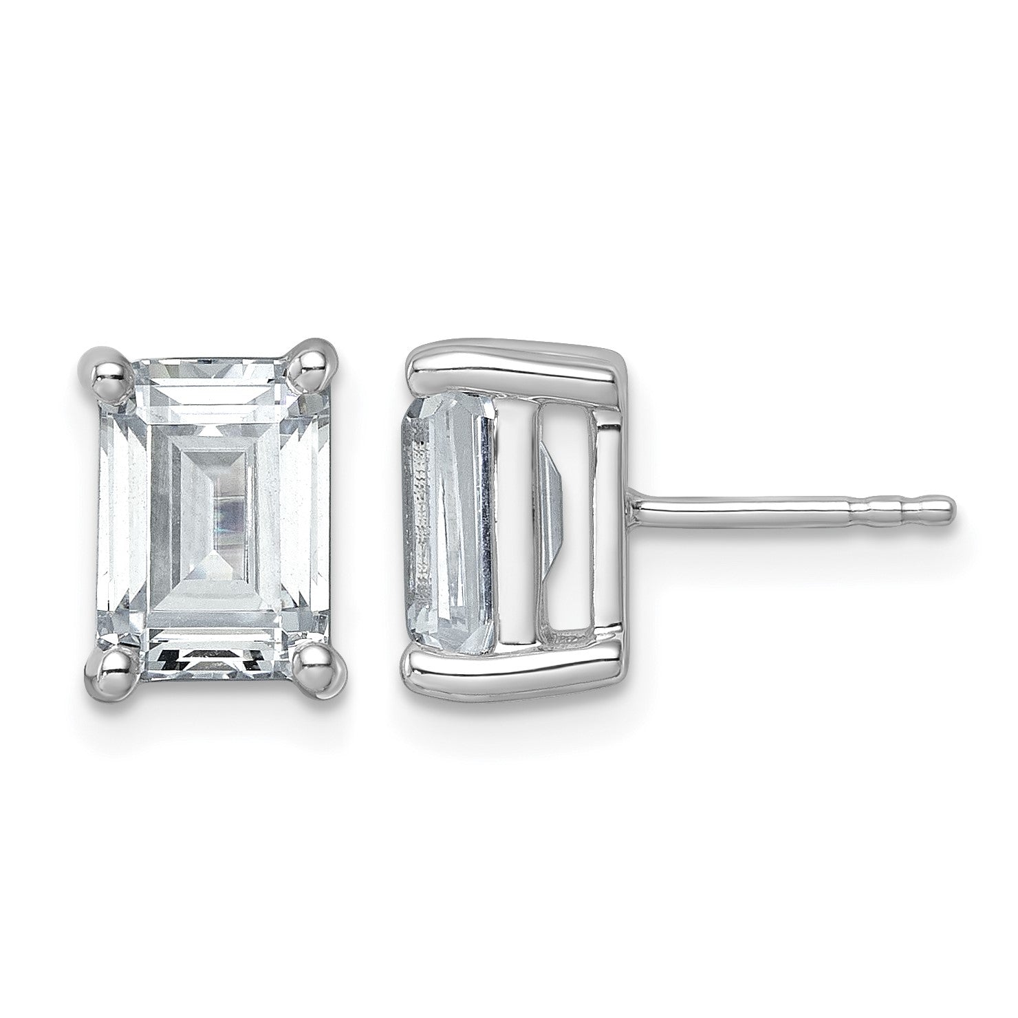 14K Weißgold Laborgezüchtete Diamant (5 ct. VS/SI+ G+) Smaragdschliff 4-Krappen Schwer Ohrstecker