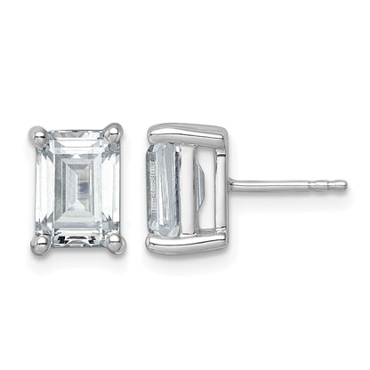 14K Weißgold Laborgezüchtete Diamant (5 ct. VS/SI+ G+) Smaragdschliff 4-Krappen Schwer Ohrstecker