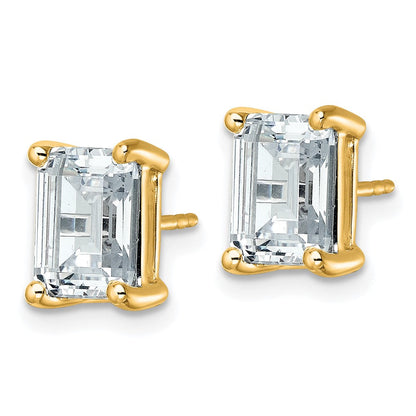 14K Gelbgold Ohrstecker mit 5 ct. laborgezüchteten Diamanten VS/SI+ G+ im Smaragdschliff, 4-Krappen-Fassung, Schweres Gewicht