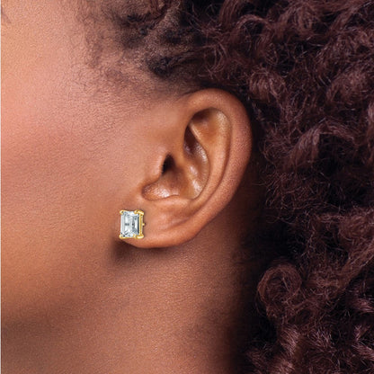 14K Gelbgold Ohrstecker mit 5 ct. laborgezüchteten Diamanten VS/SI+ G+ im Smaragdschliff, 4-Krappen-Fassung, Schweres Gewicht
