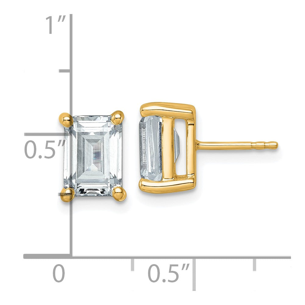 14K Gelbgold Ohrstecker mit 5 ct. laborgezüchteten Diamanten VS/SI+ G+ im Smaragdschliff, 4-Krappen-Fassung, Schweres Gewicht