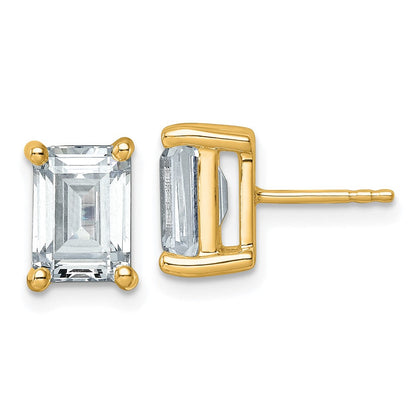 14K Gelbgold Ohrstecker mit 5 ct. laborgezüchteten Diamanten VS/SI+ G+ im Smaragdschliff, 4-Krappen-Fassung, Schweres Gewicht