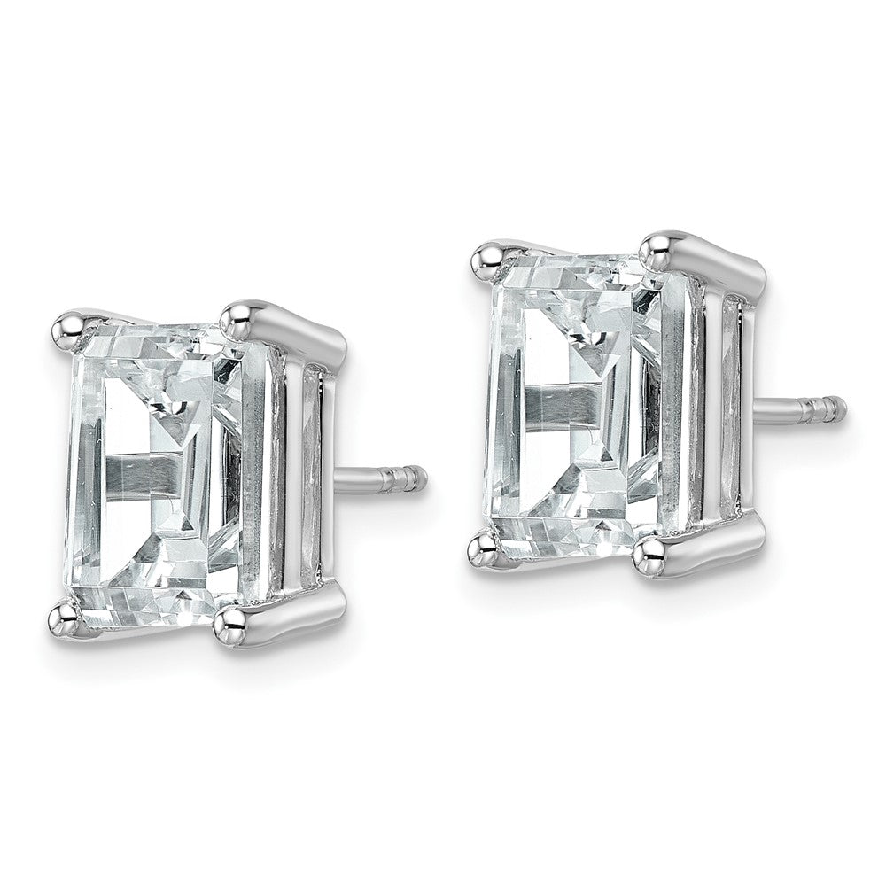 14K Weißgold Laborgezüchtete Diamant-Ohrstecker im Smaragdschliff, 6 ct., VS/SI+ G+, mit 4-Krappenfassung, schwerer Ausführung