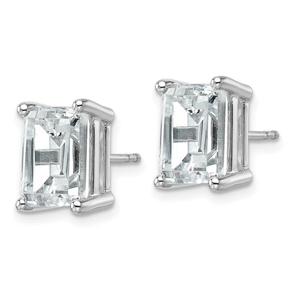 14K Weißgold Laborgezüchtete Diamant-Ohrstecker im Smaragdschliff, 6 ct., VS/SI+ G+, mit 4-Krappenfassung, schwerer Ausführung