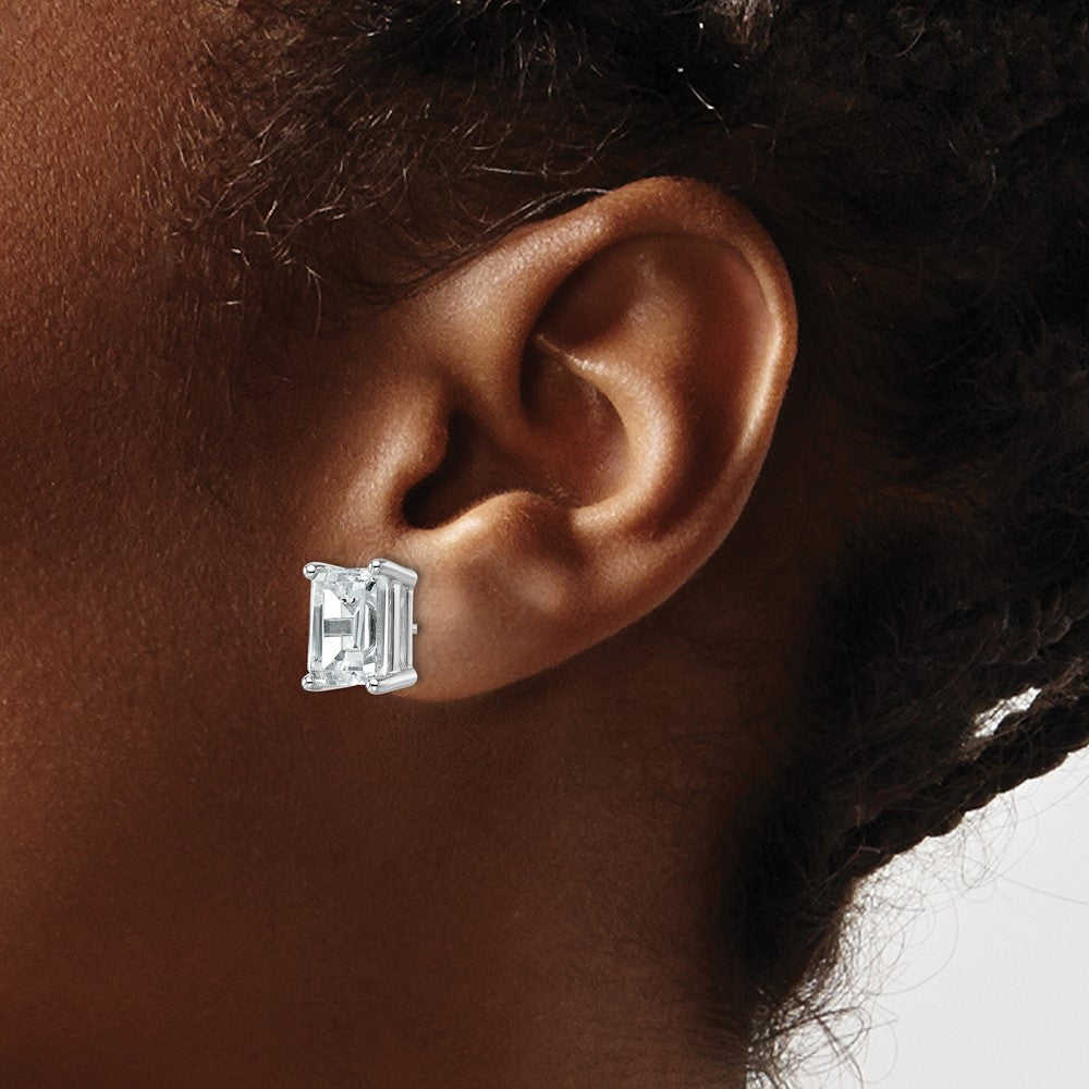 14K Weißgold Laborgezüchtete Diamant-Ohrstecker im Smaragdschliff, 6 ct., VS/SI+ G+, mit 4-Krappenfassung, schwerer Ausführung