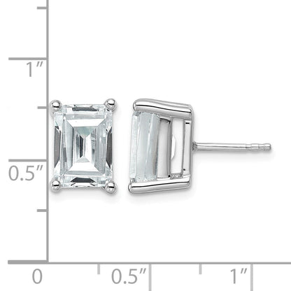 14K Weißgold Laborgezüchtete Diamant-Ohrstecker im Smaragdschliff, 6 ct., VS/SI+ G+, mit 4-Krappenfassung, schwerer Ausführung