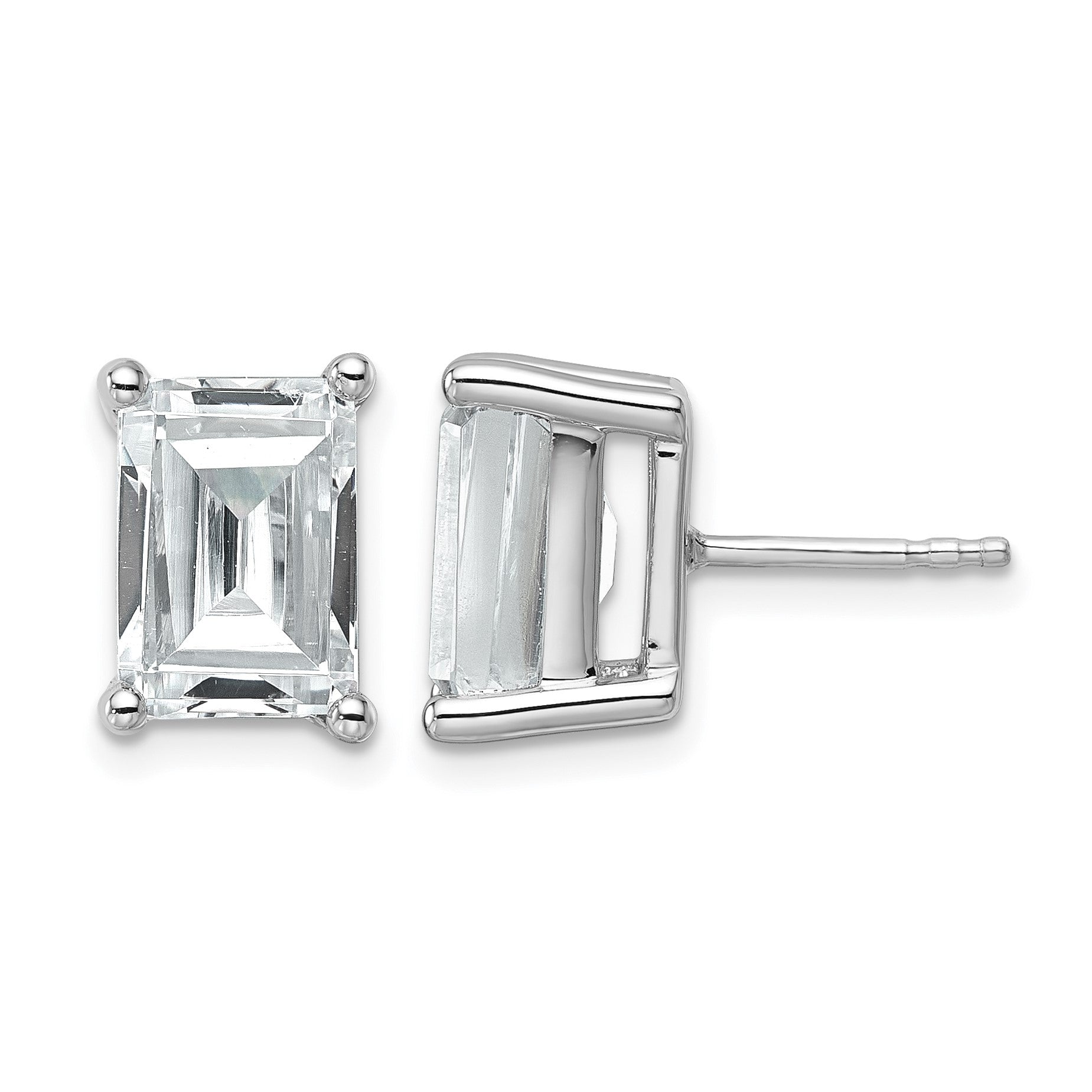 14K Weißgold Laborgezüchtete Diamant-Ohrstecker im Smaragdschliff, 6 ct., VS/SI+ G+, mit 4-Krappenfassung, schwerer Ausführung