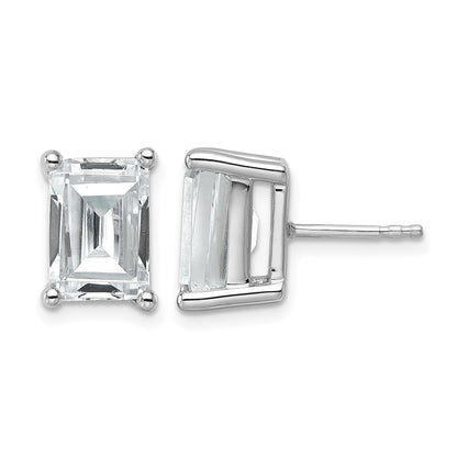 14K Weißgold Laborgezüchtete Diamant-Ohrstecker im Smaragdschliff, 6 ct., VS/SI+ G+, mit 4-Krappenfassung, schwerer Ausführung