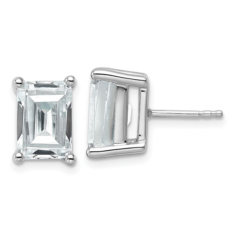 14K Weißgold Laborgezüchtete Diamant-Ohrstecker im Smaragdschliff, 6 ct., VS/SI+ G+, mit 4-Krappenfassung, schwerer Ausführung