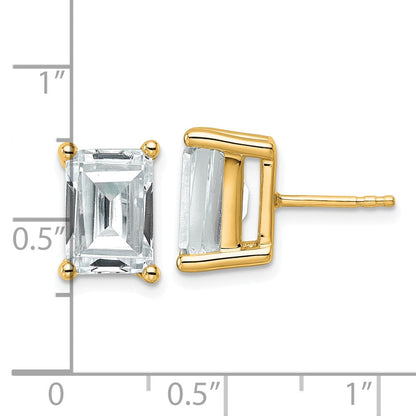 14K Gelbgold Ohrstecker mit 6 ct. zertifizierten, im Labor gezüchteten Diamanten VS/SI+ G+, Emerald-Schliff, 4-Krappenfassung, hohes Gewicht