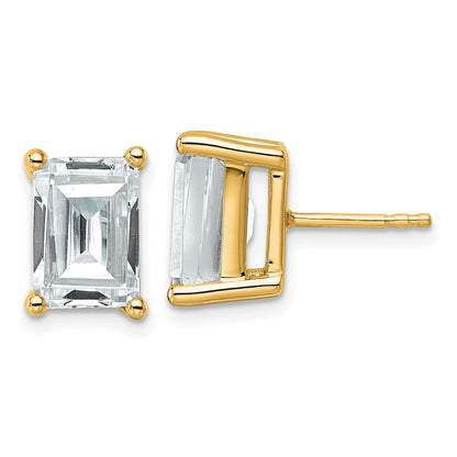 14K Gelbgold Ohrstecker mit 6 ct. zertifizierten, im Labor gezüchteten Diamanten VS/SI+ G+, Emerald-Schliff, 4-Krappenfassung, hohes Gewicht