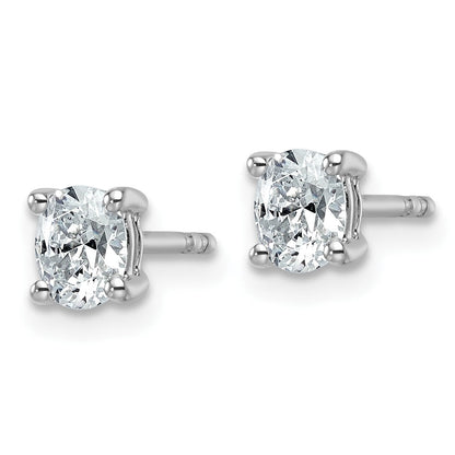 14K Weißgold Ohrstecker mit ovalen Labordiamanten, 4-Krappen-Fassung, 0,5 ct. VS/SI+ G+, schwere Ausführung