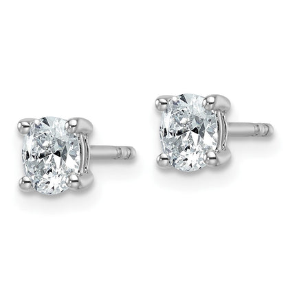 14K Weißgold Ohrstecker mit ovalen Labordiamanten, 4-Krappen-Fassung, 0,5 ct. VS/SI+ G+, schwere Ausführung