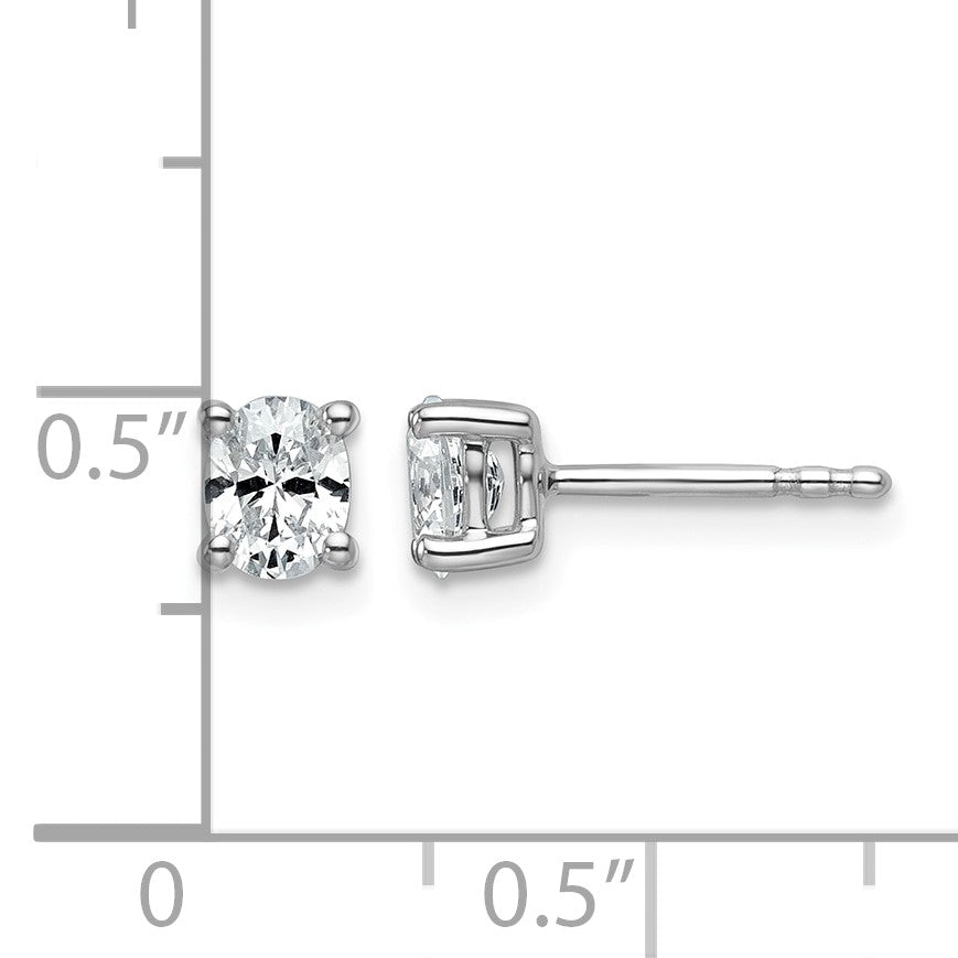 14K Weißgold Ohrstecker mit ovalen Labordiamanten, 4-Krappen-Fassung, 0,5 ct. VS/SI+ G+, schwere Ausführung