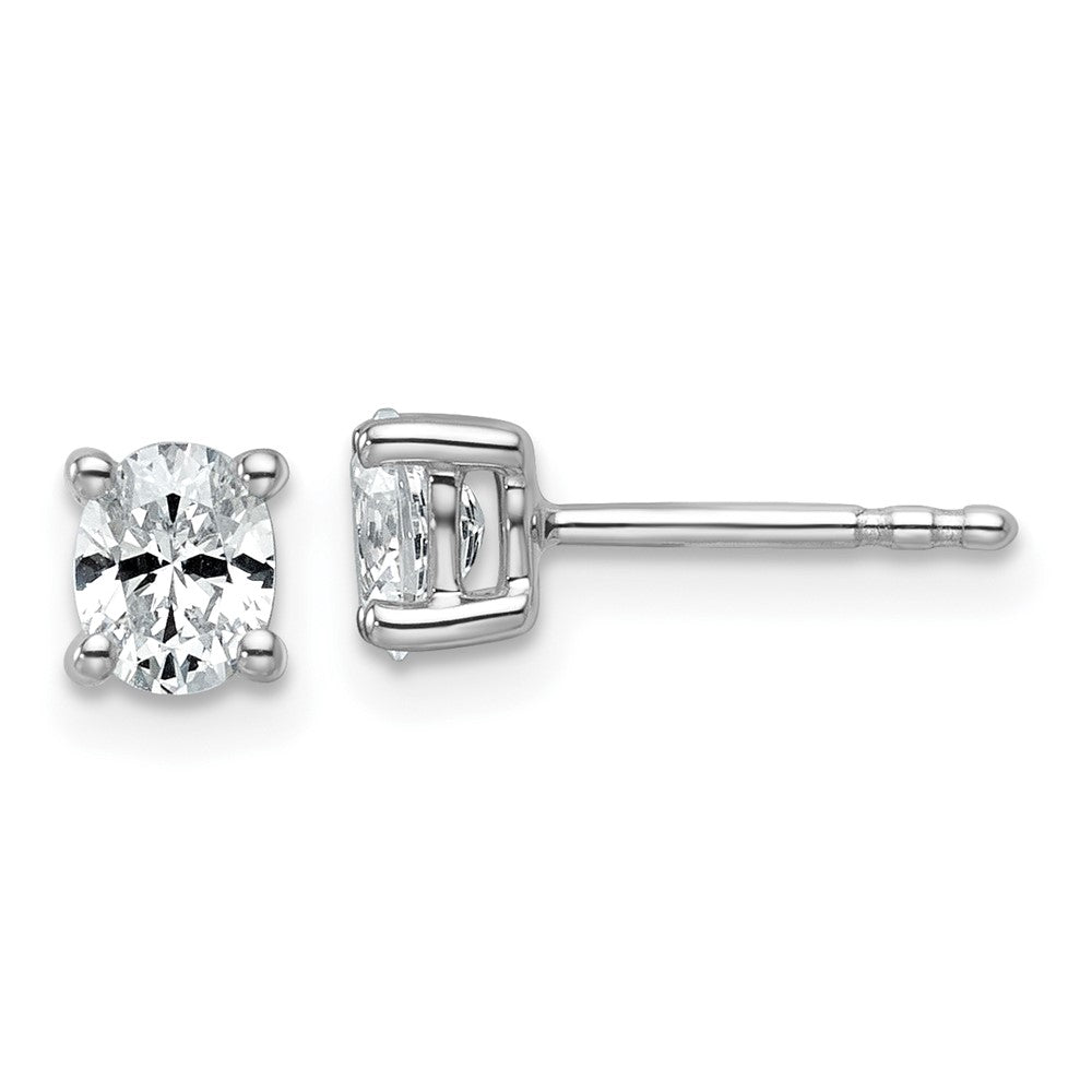 Ohrstecker aus 14K Weißgold mit zertifizierten laborgezüchteten Diamanten, oval, 4-Krappenfassung, schweres Gewicht, 0,5 ct. Gesamtgewicht, VS/SI+ G+