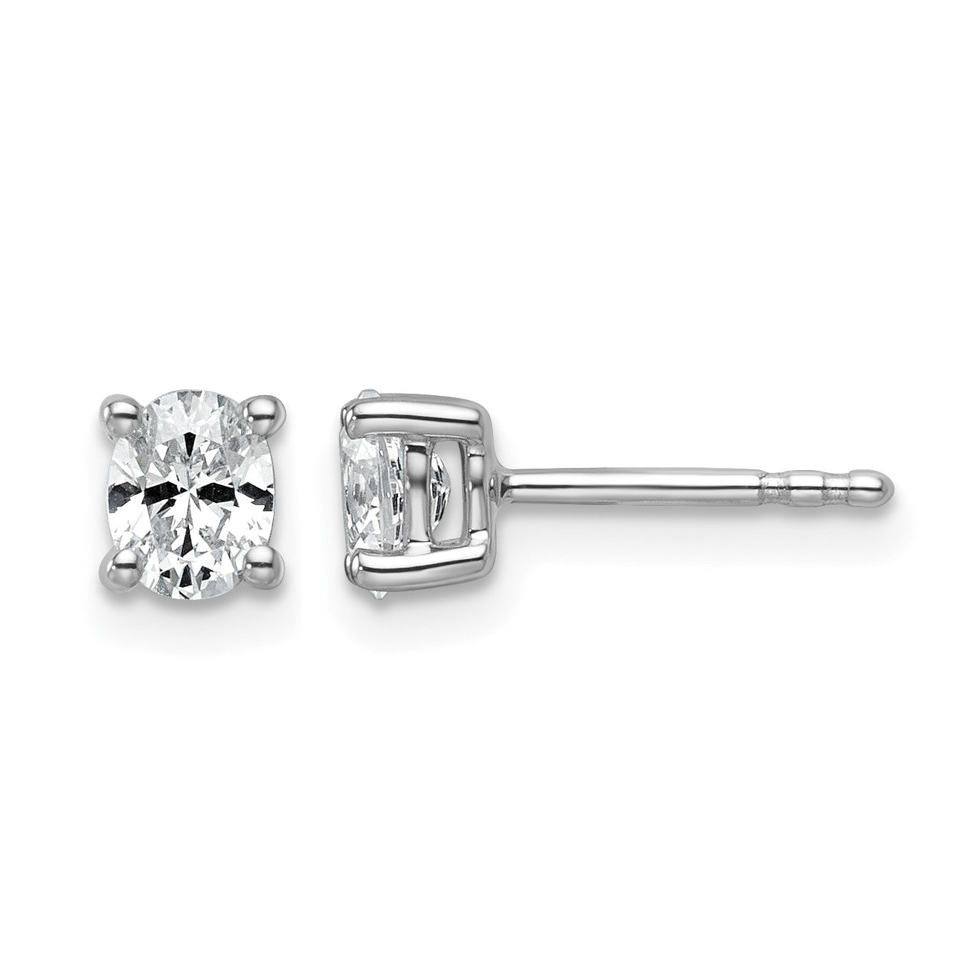14K Weißgold Ohrstecker mit ovalen Labordiamanten, 4-Krappen-Fassung, 0,5 ct. VS/SI+ G+, schwere Ausführung