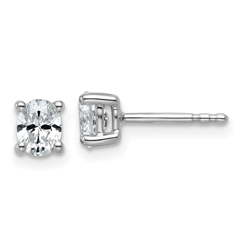 14K Weißgold Ohrstecker mit ovalen Labordiamanten, 4-Krappen-Fassung, 0,5 ct. VS/SI+ G+, schwere Ausführung