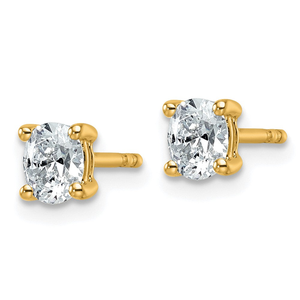 14K Gelbgold Ohrstecker mit 0,5 ct. Laborgezüchteten Diamanten, VS/SI+ G+, Oval, 4-Prong-Fassung, Hohes Gewicht