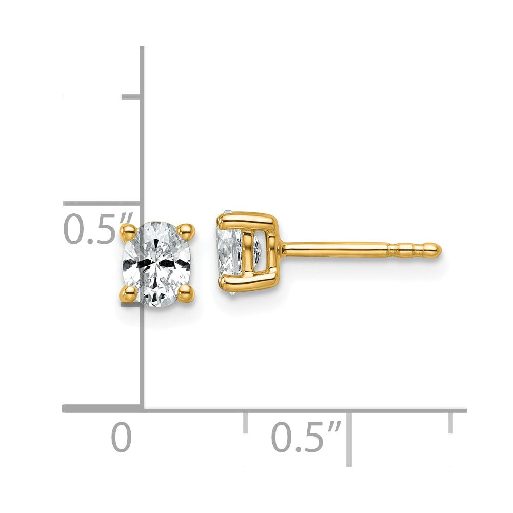 14K Gelbgold Ohrstecker mit 0,5 ct. Laborgezüchteten Diamanten, VS/SI+ G+, Oval, 4-Prong-Fassung, Hohes Gewicht