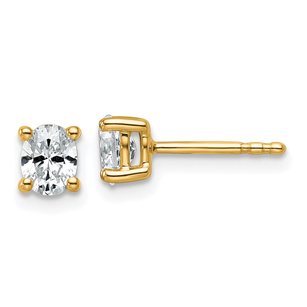 14K Gelbgold Ohrstecker mit 0,5 ct. Laborgezüchteten Diamanten, VS/SI+ G+, Oval, 4-Prong-Fassung, Hohes Gewicht