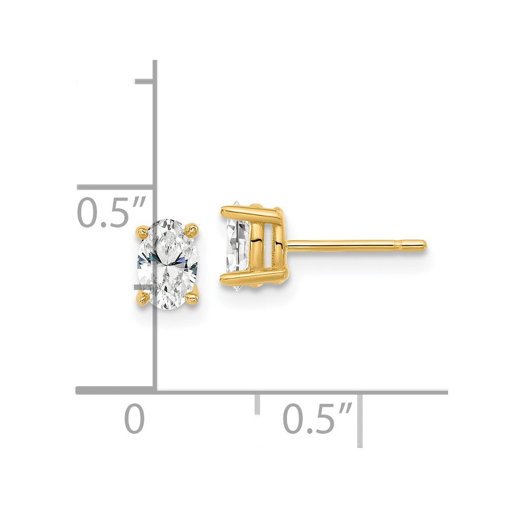 14K Gelbgold 0,67 ct. Laborgezüchtete Diamant-Ohrstecker VS/SI+ G+ Oval 4-Krappenfassung Schwergewicht