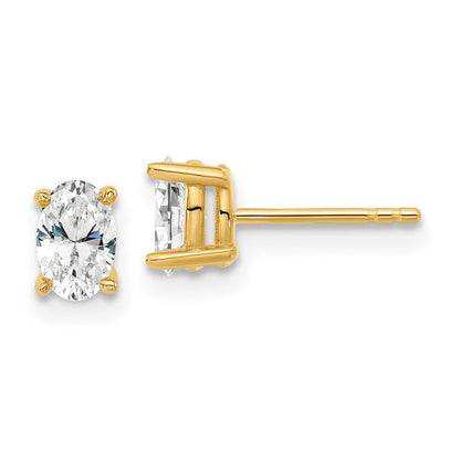 14K Gelbgold 0,67 ct. Laborgezüchtete Diamant-Ohrstecker VS/SI+ G+ Oval 4-Krappenfassung Schwergewicht