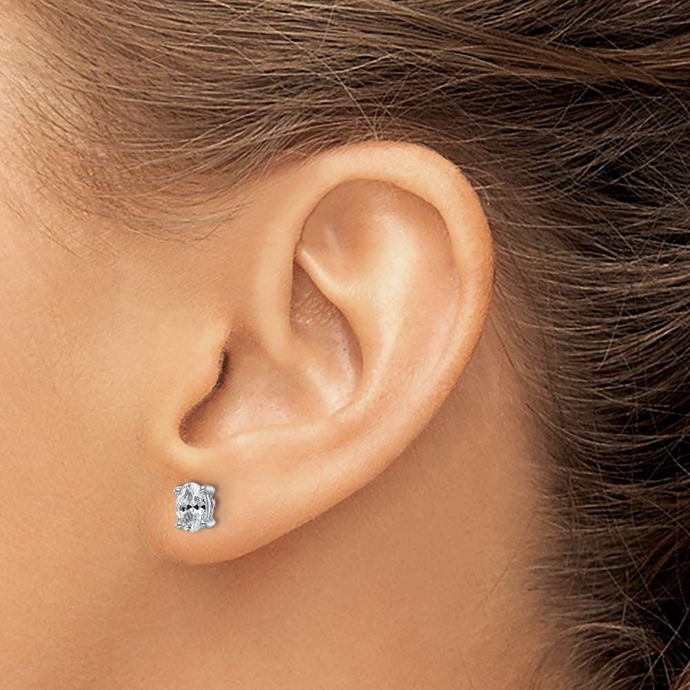 14K Weißgold 0,75 ct. Laborgezüchtete Diamant-Ohrstecker VS/SI+ G+ Oval 4-Krappen Schweres Gewicht