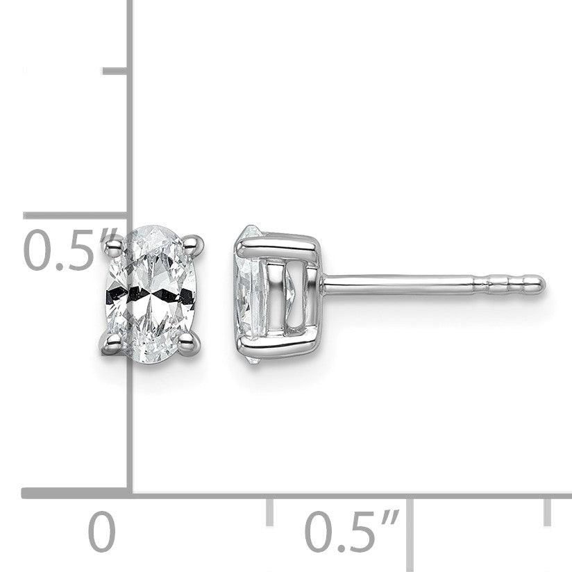 14K Weißgold Ohrstecker mit 0,75 ct. zertifizierten, im Labor gezüchteten Diamanten, VS/SI+ G+, Oval-Schliff, 4-Krappen-Fassung, hohes Gewicht