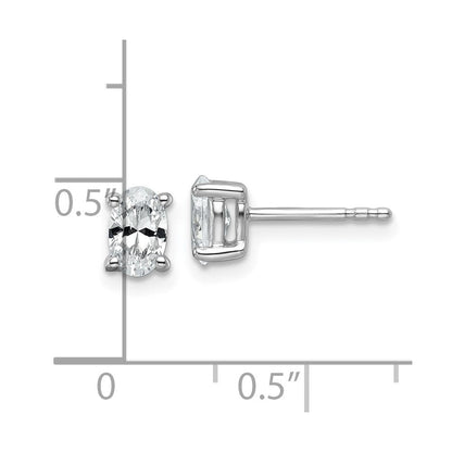 14K Weißgold Ohrstecker mit 0,75 ct. zertifizierten, im Labor gezüchteten Diamanten, VS/SI+ G+, Oval-Schliff, 4-Krappen-Fassung, hohes Gewicht
