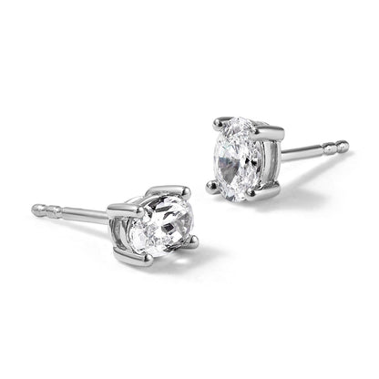14K Weißgold Ohrstecker mit 0,75 ct. zertifizierten, im Labor gezüchteten Diamanten, VS/SI+ G+, Oval-Schliff, 4-Krappen-Fassung, hohes Gewicht