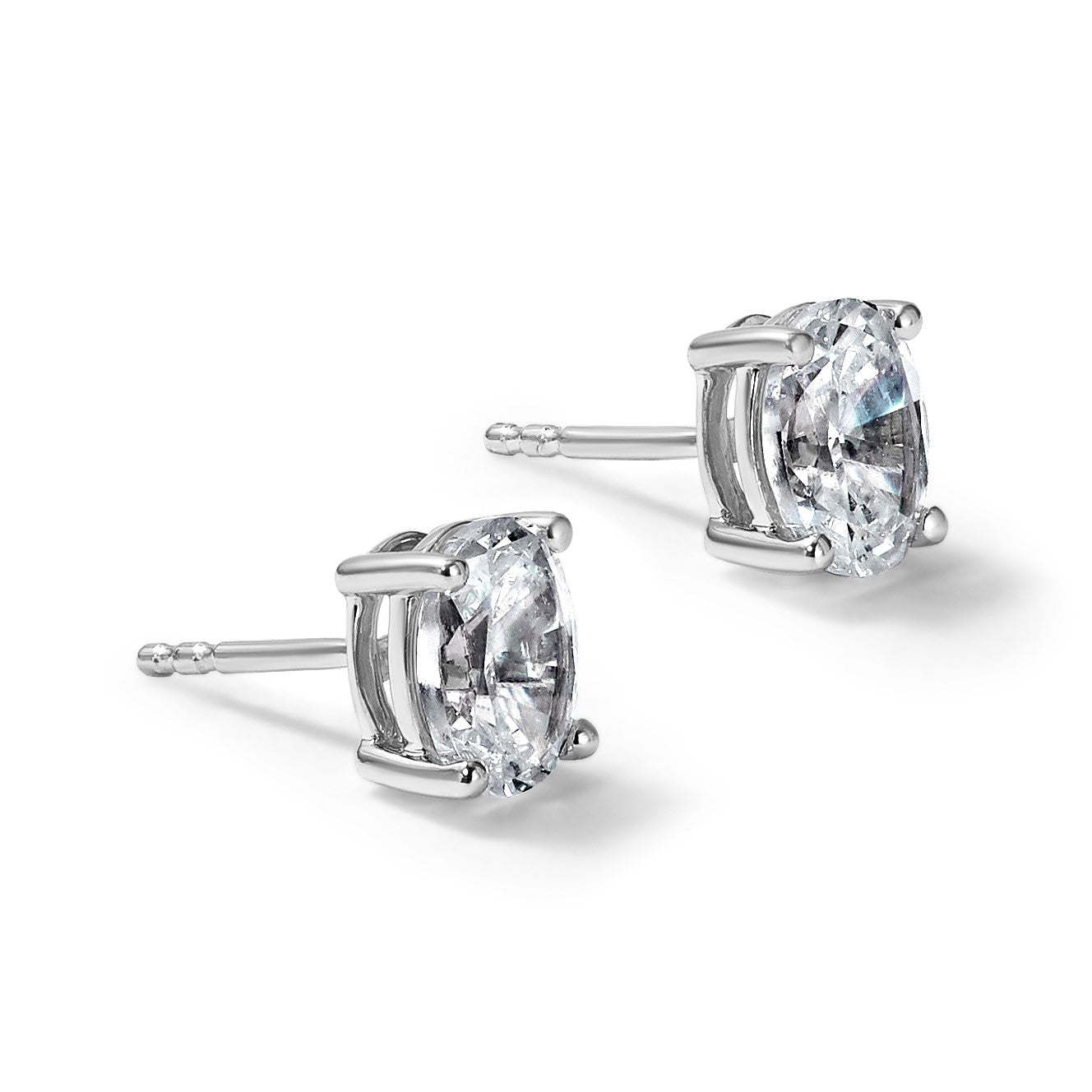 14K Weißgold Ohrstecker mit 0,75 ct. zertifizierten, im Labor gezüchteten Diamanten, VS/SI+ G+, Oval-Schliff, 4-Krappen-Fassung, hohes Gewicht