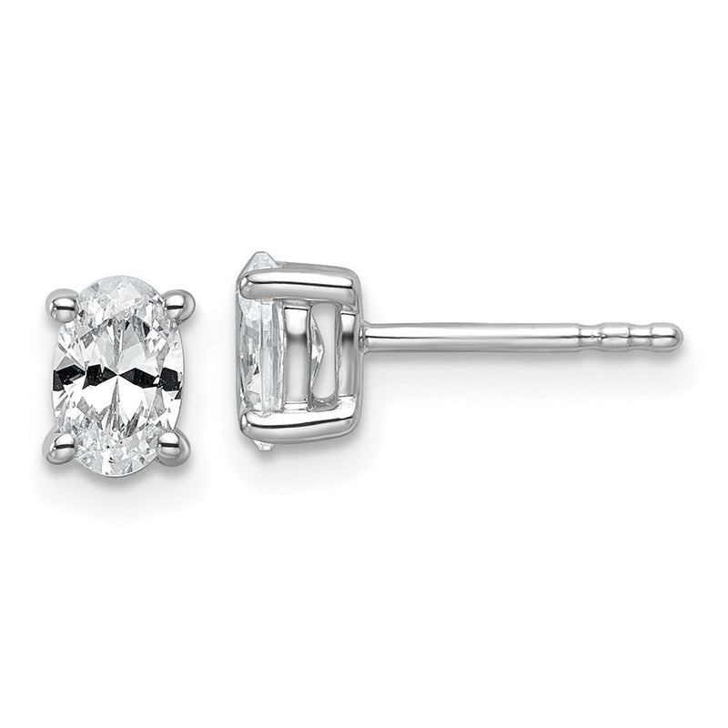 14K Weißgold 0,75 ct. Laborgezüchtete Diamant-Ohrstecker VS/SI+ G+ Oval 4-Krappen Schweres Gewicht