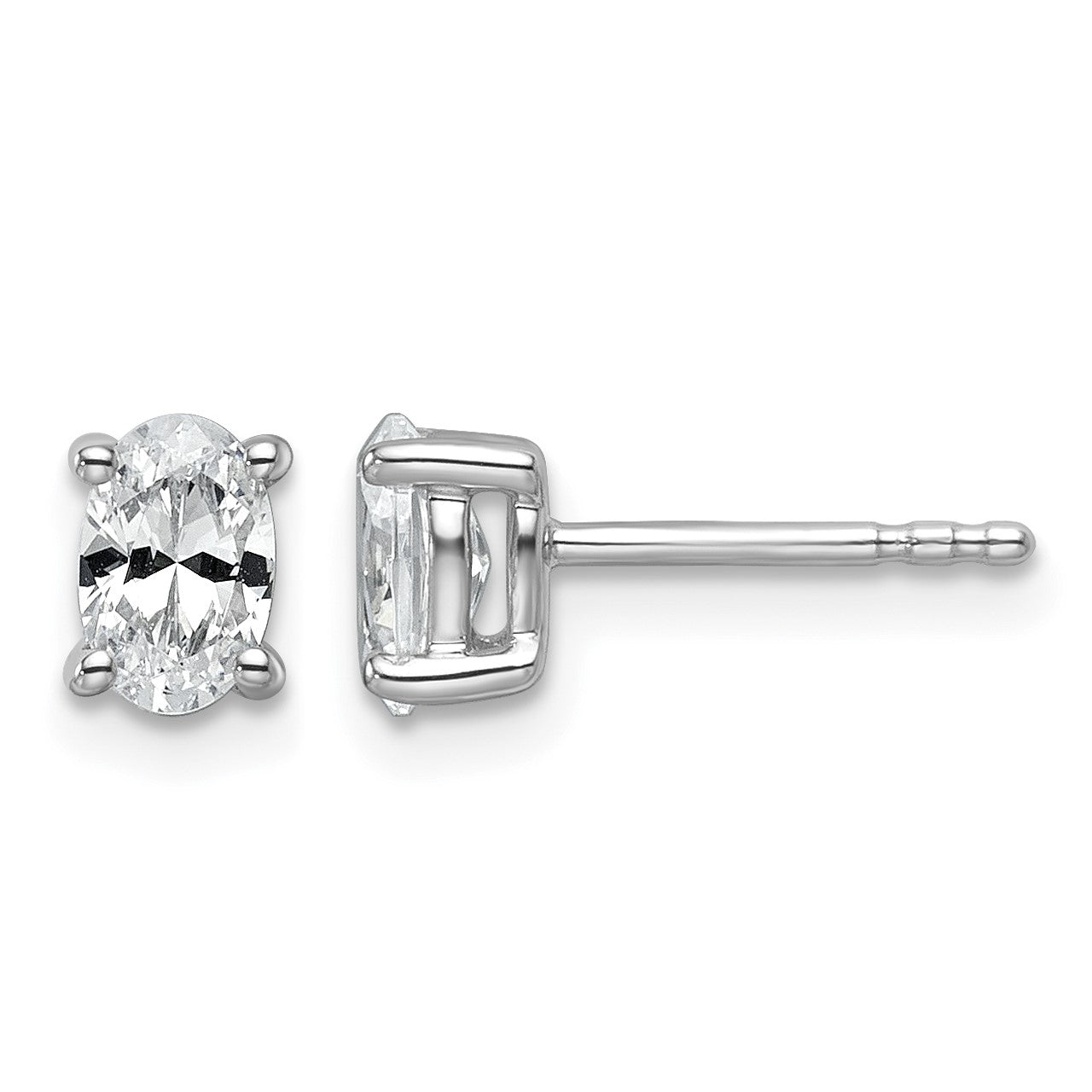 14K Weißgold Ohrstecker mit 0,75 ct. zertifizierten, im Labor gezüchteten Diamanten, VS/SI+ G+, Oval-Schliff, 4-Krappen-Fassung, hohes Gewicht