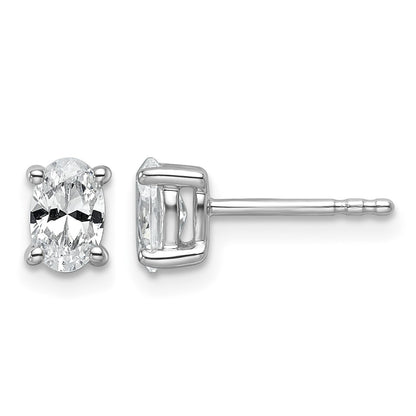 14K Weißgold Ohrstecker mit 0,75 ct. zertifizierten, im Labor gezüchteten Diamanten, VS/SI+ G+, Oval-Schliff, 4-Krappen-Fassung, hohes Gewicht
