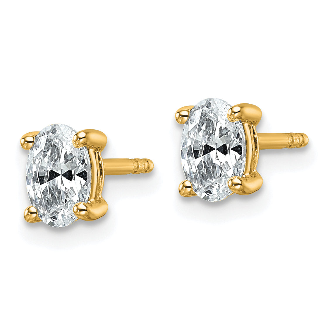 14K Gelbgold 0,75 ct. Zertifizierte im Labor gezüchtete Diamant-Ohrstecker VS/SI+ G+ Oval 4-Krappen-Fassung Schweres Gewicht
