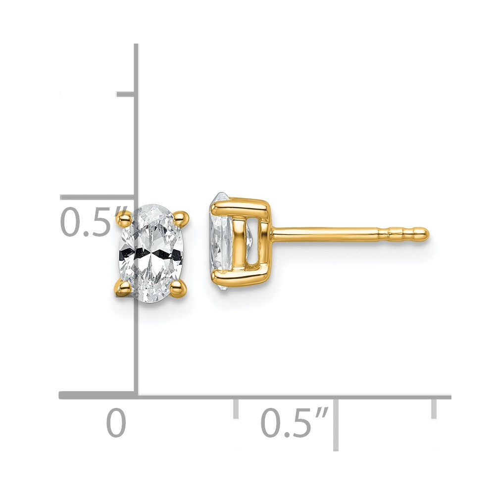 14K Gelbgold Ohrstecker mit 0,75 ct. laborgezüchteten Diamanten VS/SI+ G+, Oval-Schliff, 4-Krappen-Fassung, hohes Gewicht