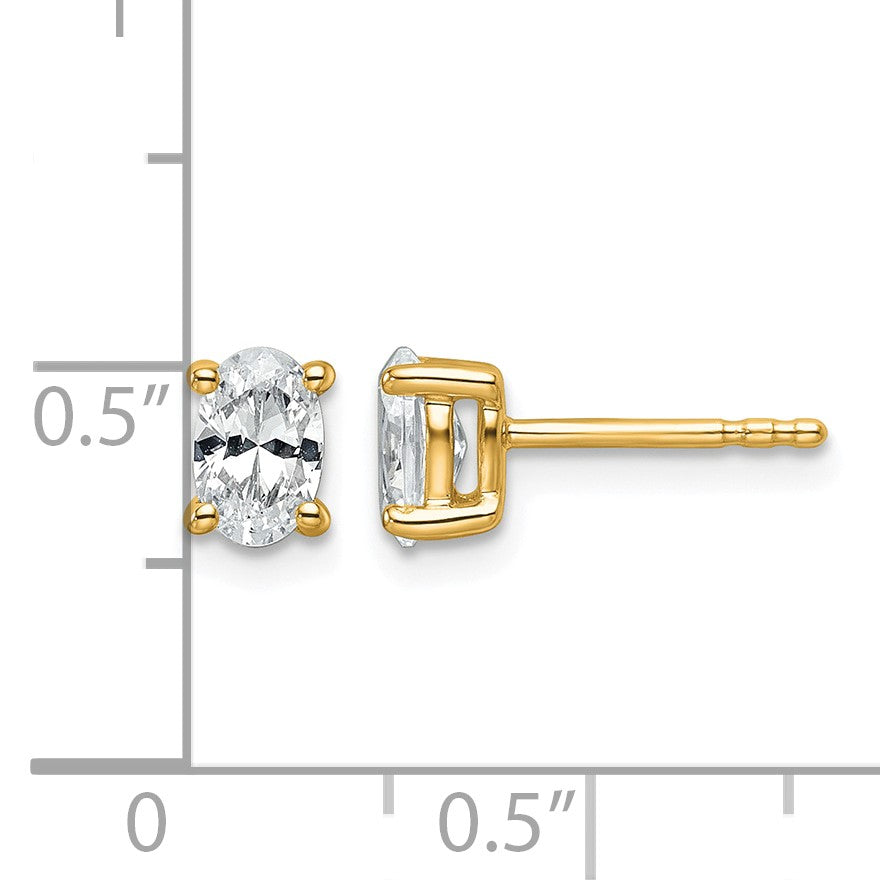 14K Gelbgold 0,75 ct. Zertifizierte im Labor gezüchtete Diamant-Ohrstecker VS/SI+ G+ Oval 4-Krappen-Fassung Schweres Gewicht