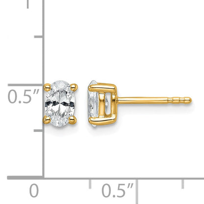 14K Gelbgold 0,75 ct. Zertifizierte im Labor gezüchtete Diamant-Ohrstecker VS/SI+ G+ Oval 4-Krappen-Fassung Schweres Gewicht