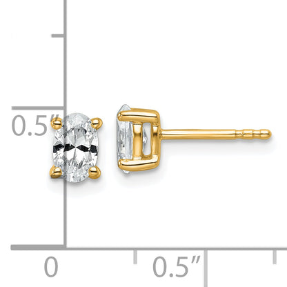 14K Gelbgold 0,75 ct. Zertifizierte im Labor gezüchtete Diamant-Ohrstecker VS/SI+ G+ Oval 4-Krappen-Fassung Schweres Gewicht