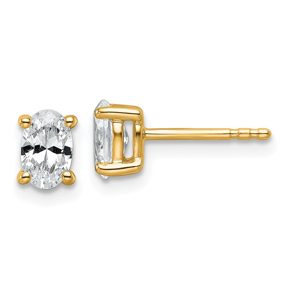 14K Gelbgold Ohrstecker mit 0,75 ct. laborgezüchteten Diamanten VS/SI+ G+, Oval-Schliff, 4-Krappen-Fassung, hohes Gewicht